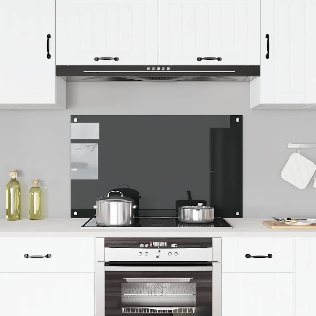 Kitchen Backsplash Black 100 x 60 cm Tempered Glass