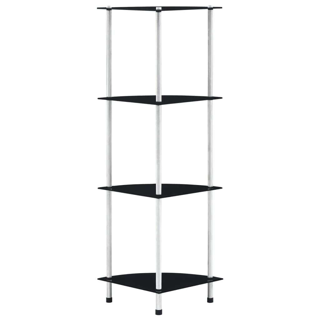 4-Tier Shelf Black 30x30x100 cm Tempered Glass