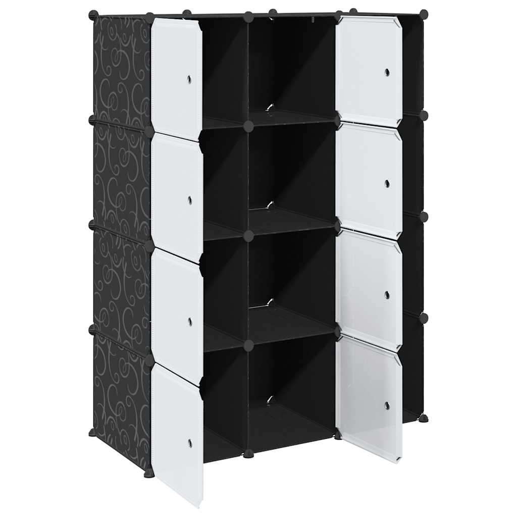 Modular Cabinet 9 Compartments 109x36.5x143 cm Black and White