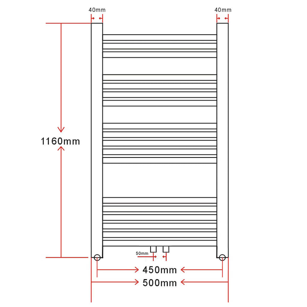 Bathroom Radiator Central Heating Towel Rail Curve 500 x 1160 mm
