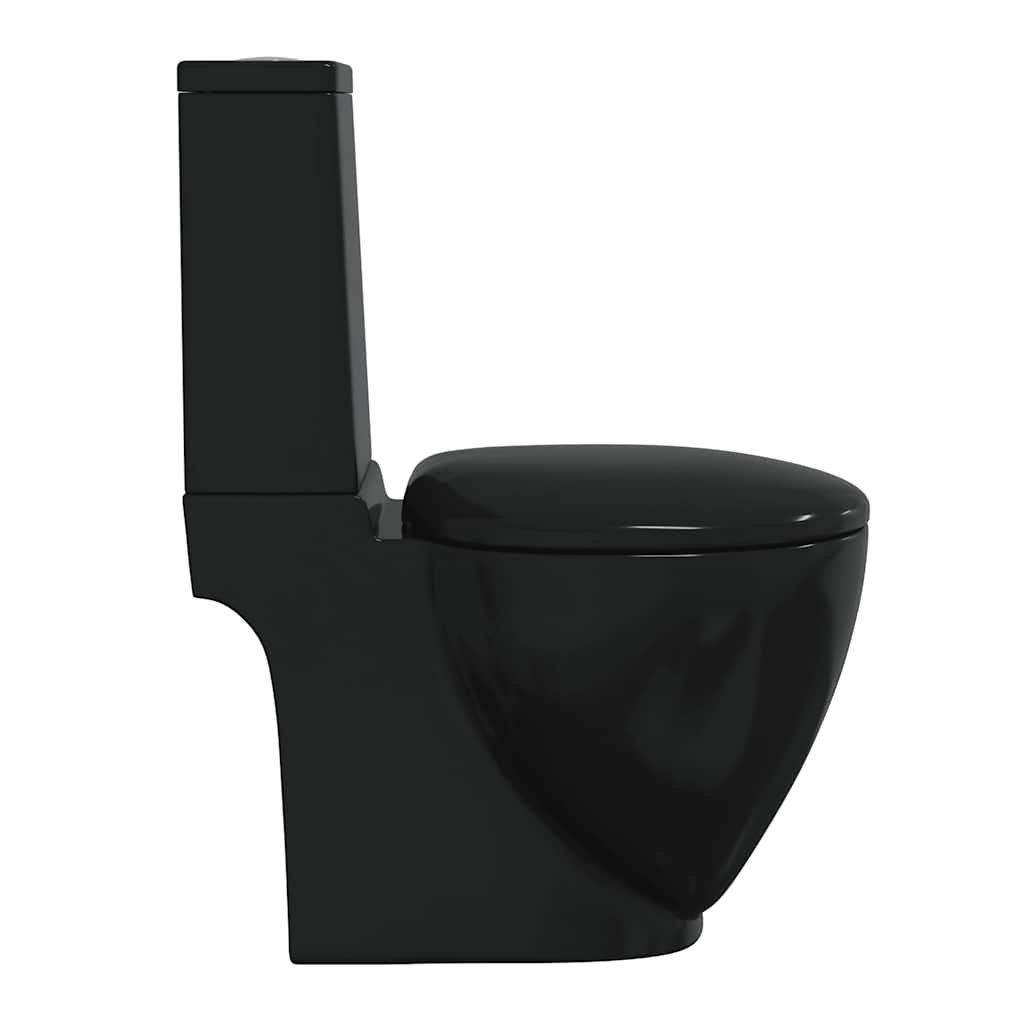 WC Ceramic Toilet Bathroom Round Toilet Bottom Water Flow Black