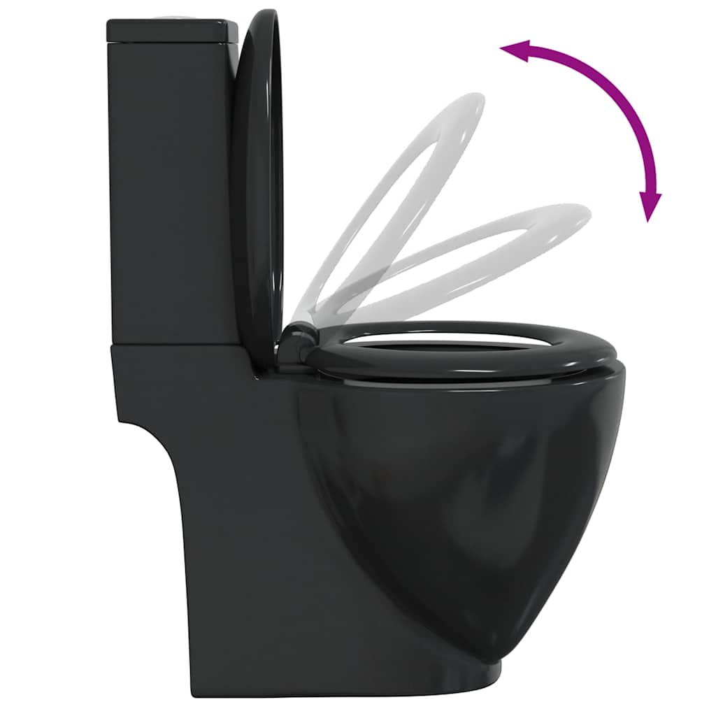 WC Ceramic Toilet Bathroom Round Toilet Bottom Water Flow Black