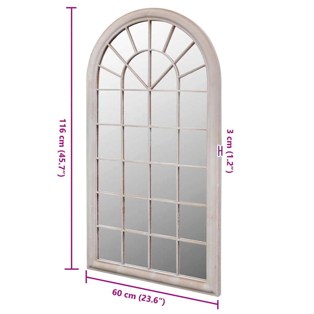 Rustic Arch Garden Mirror 60x116 cm for Indoor and Outdoor Use