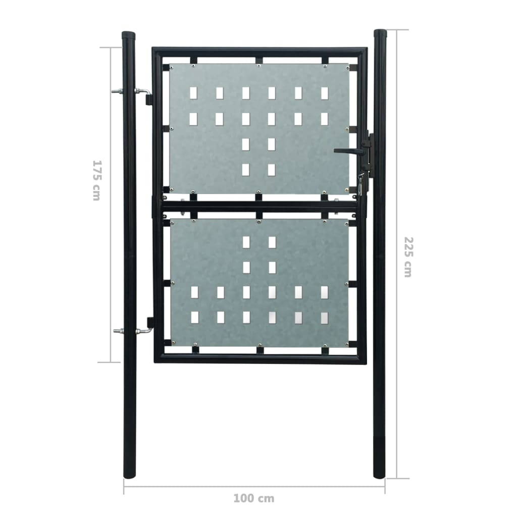 Black Single Door Fence Gate 100x175 cm