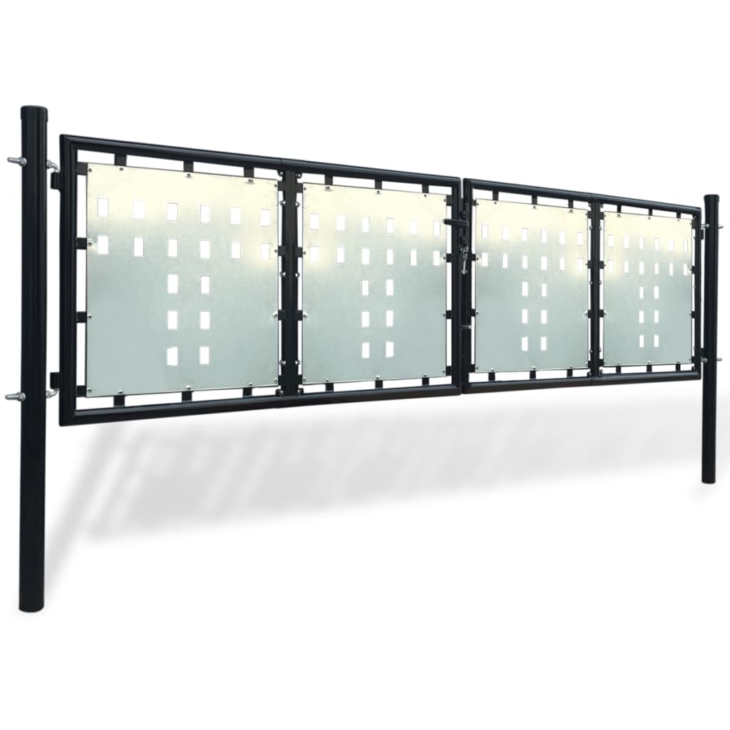 Black Double Door Fence Gate 300 x 125 cm