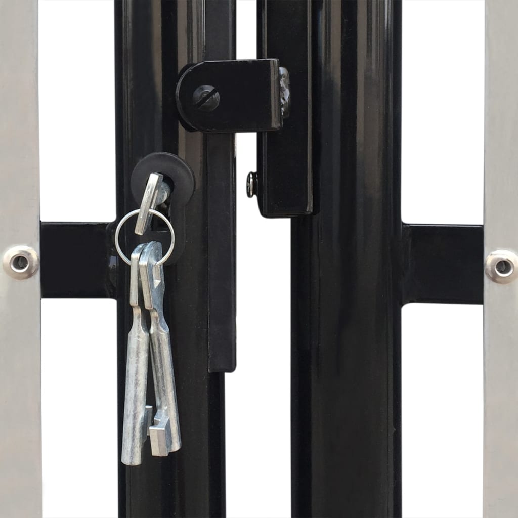 Black Double Door Fence Gate 300 x 125 cm