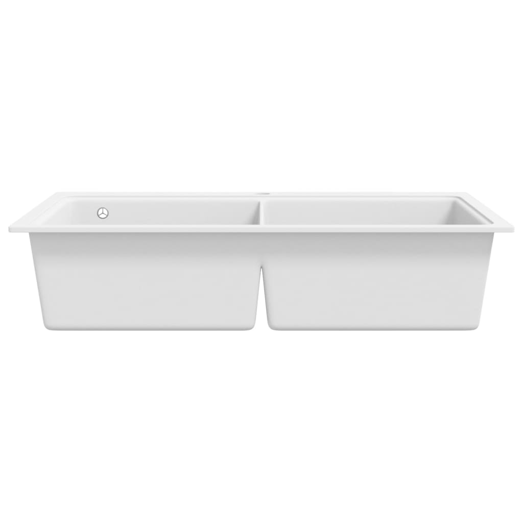 Overmount Kitchen Sink Double Basin Granite Cream White