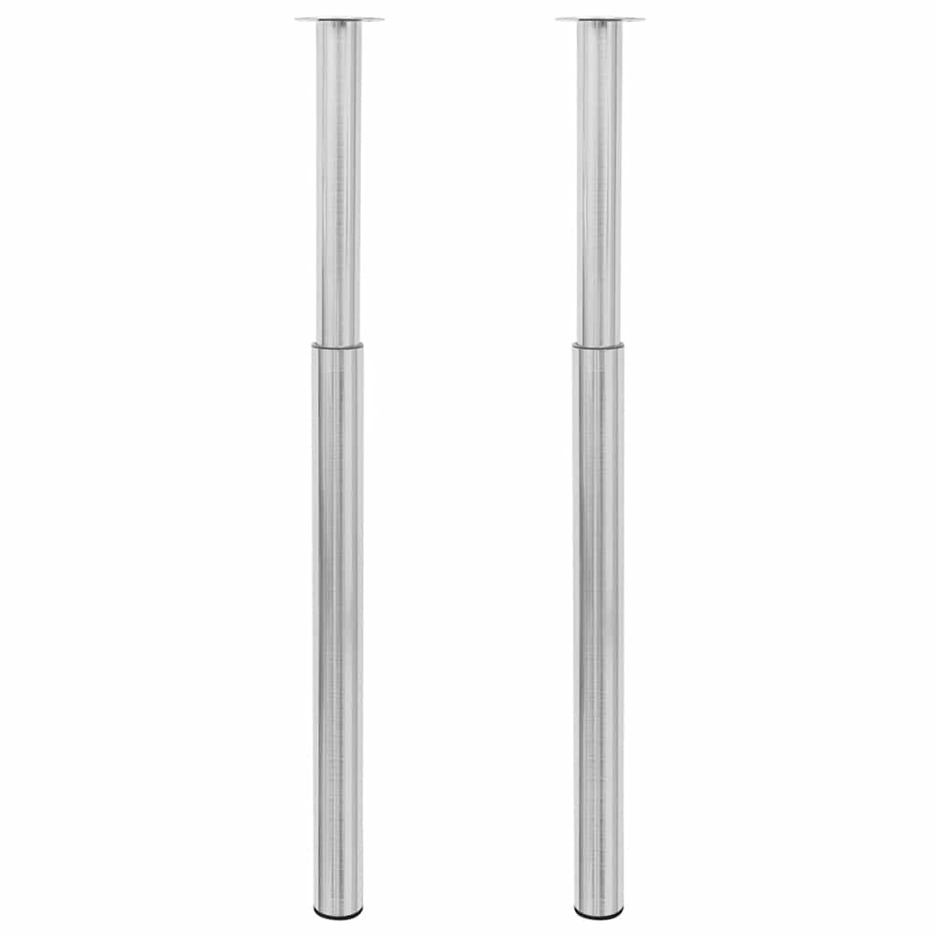 2 Telescopic Table Legs Brushed Nickel 710 mm-1100 mm