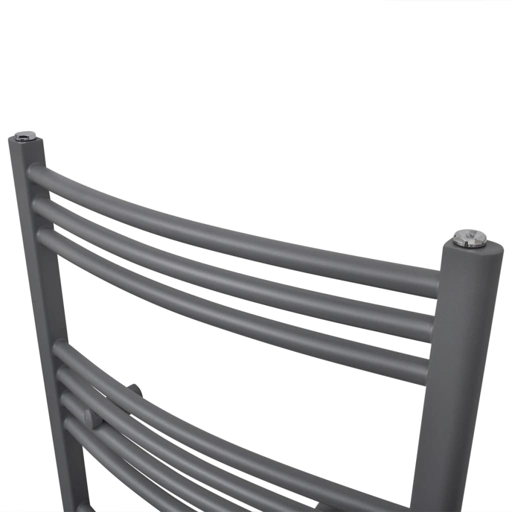 Grey Bathroom Central Heating Towel Rail Radiator Curve 500x1160mm