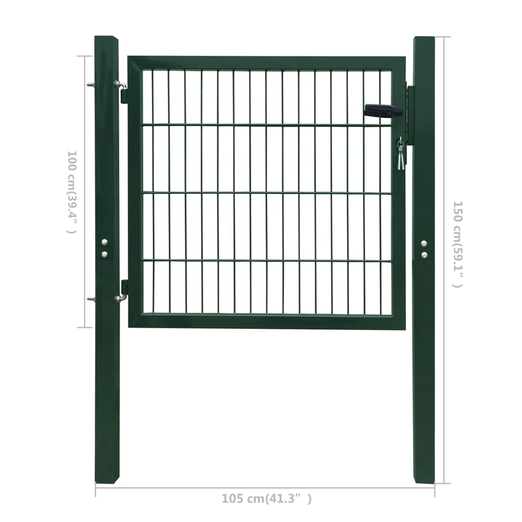 Fence Gate Steel Green 105x150 cm