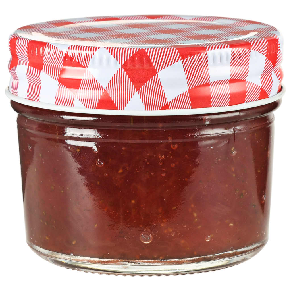 Glass Jam Jars with White and Red Lids 48 pcs 110 ml