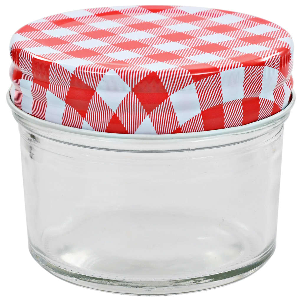 Glass Jam Jars with White and Red Lids 48 pcs 110 ml