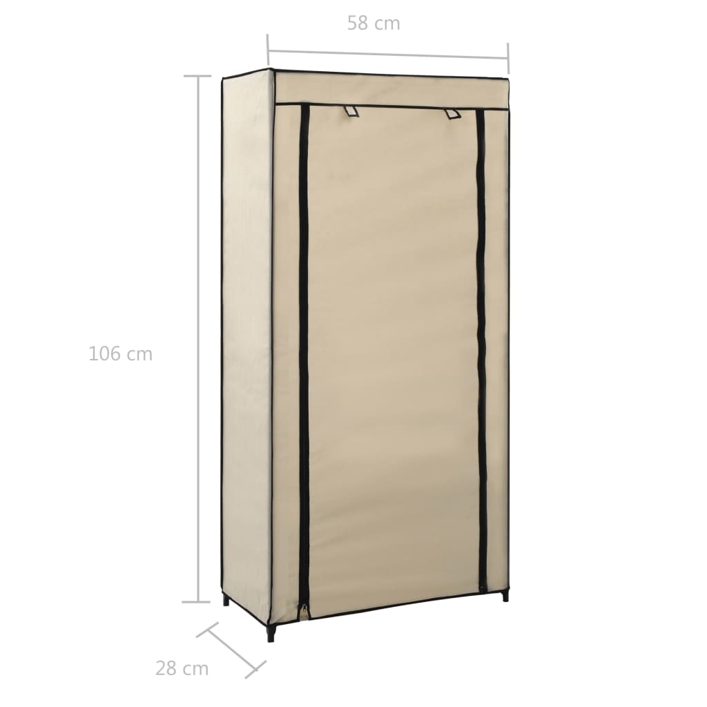 Shoe Cabinet with Cover Cream 58x28x106 cm Fabric