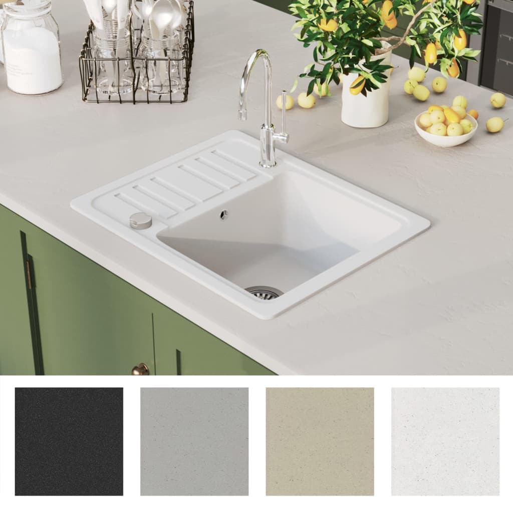 Granite Kitchen Sink Single Basin White