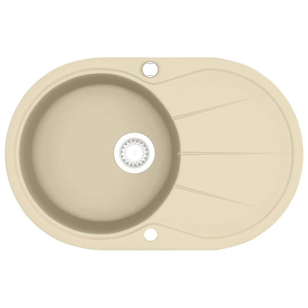 Granite Kitchen Sink Single Basin Oval Beige