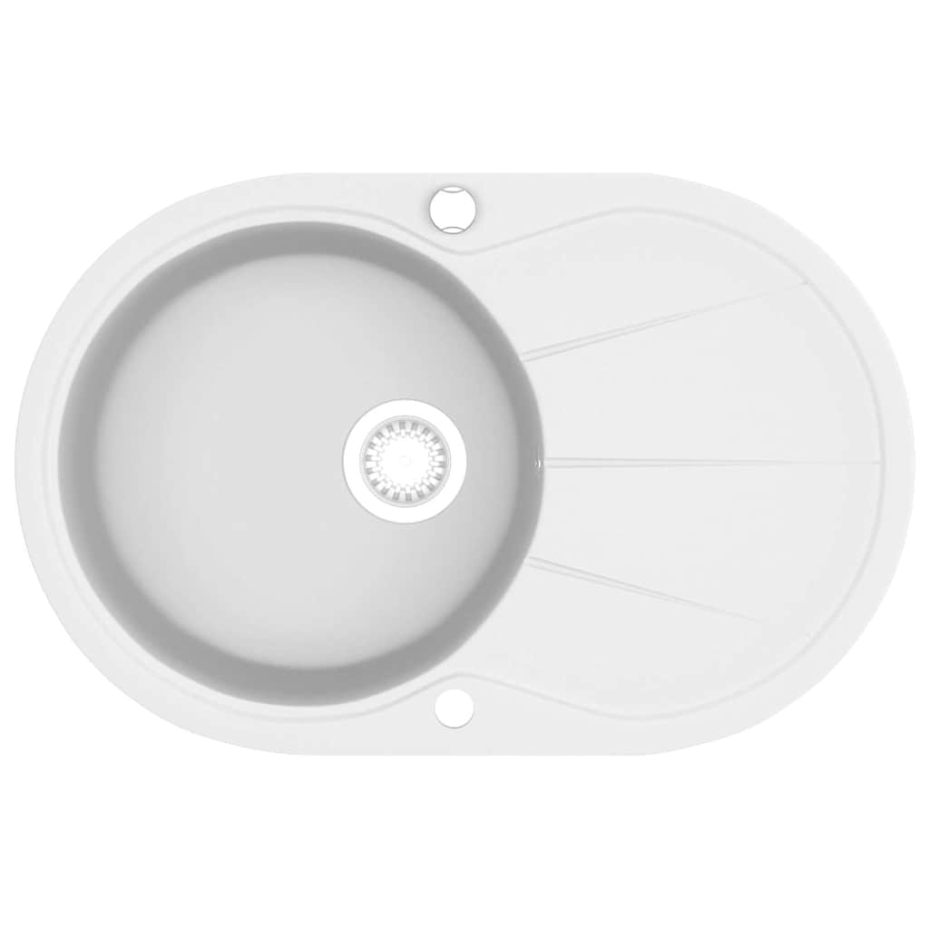 Granite Kitchen Sink Single Basin Oval White
