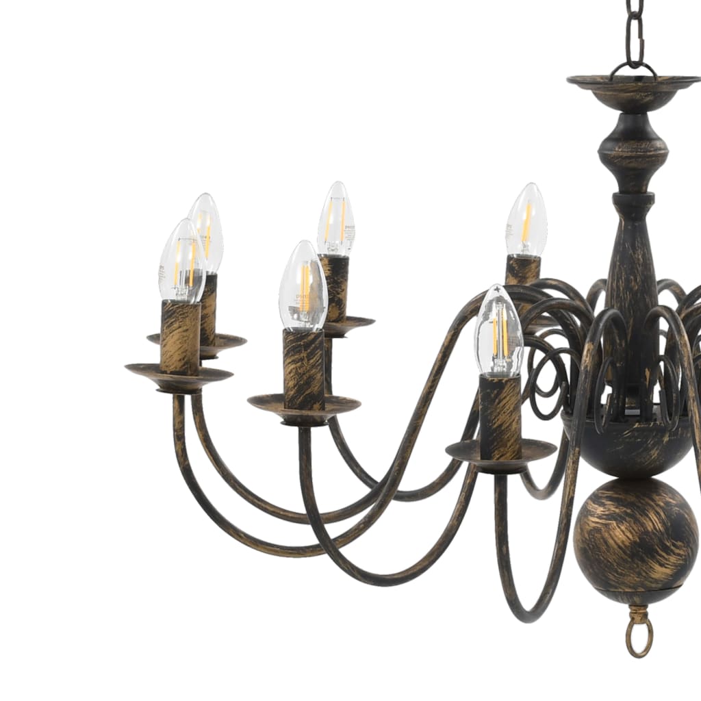 Chandelier Antique Black 12 x E14 Bulbs