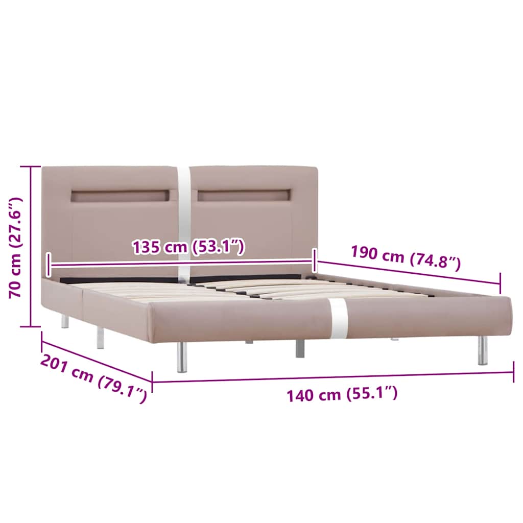 Bed Frame with LED without Mattress Cappuccino 135x190 cm Double