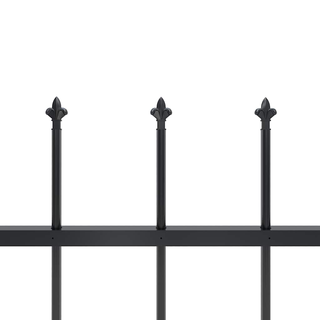 Garden Fence with Spear Top Steel 181x80 cm Black