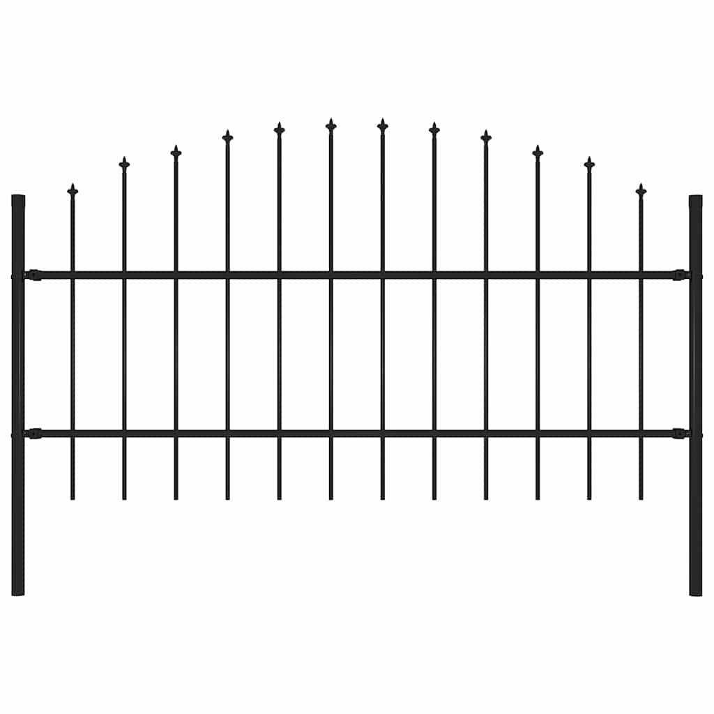 Garden Fence with Spear Top Steel 181x100 cm Black