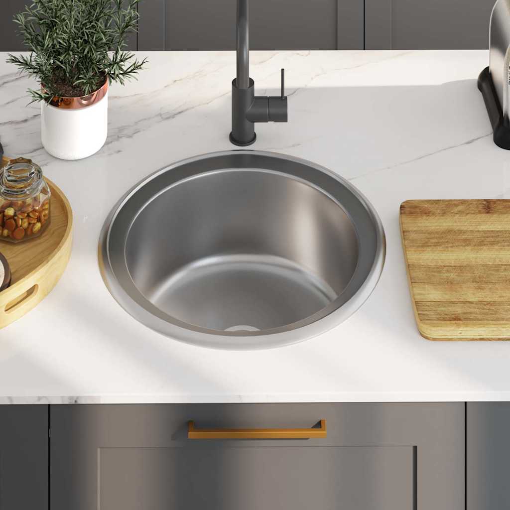 Kitchen Sink with Strainer and Trap Stainless Steel