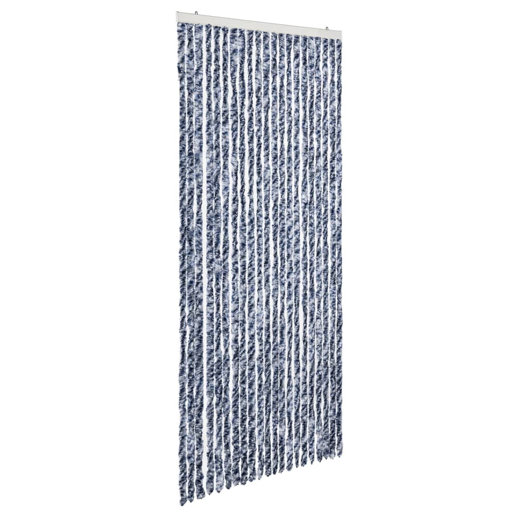 Insect Curtain Blue, White and Silver 90x220 cm Chenille