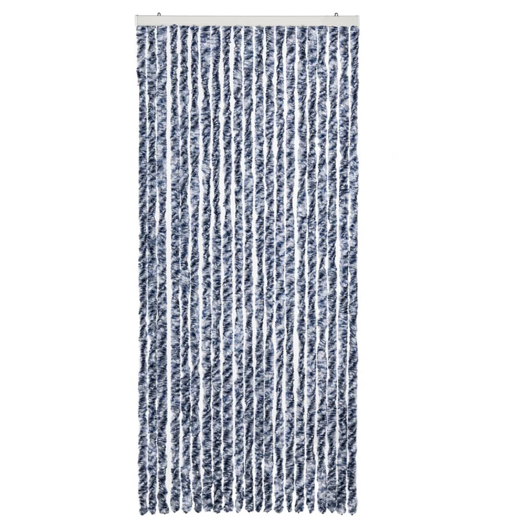 Insect Curtain Blue, White and Silver 90x220 cm Chenille