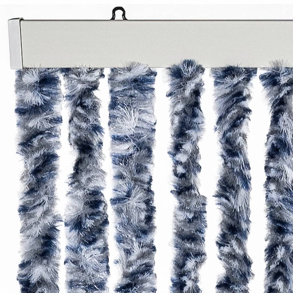 Insect Curtain Blue, White and Silver 90x220 cm Chenille