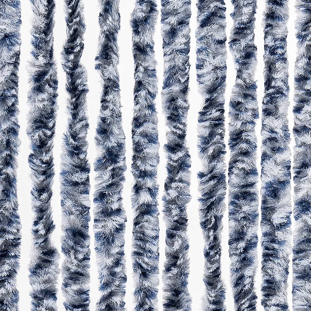 Insect Curtain Blue, White and Silver 90x220 cm Chenille