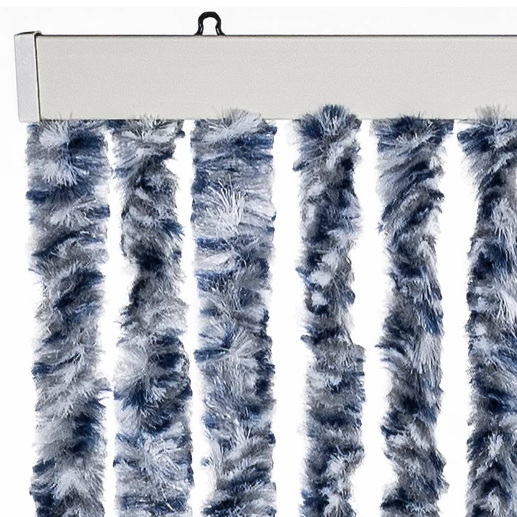 Insect Curtain Blue, White and Silver 100x220 cm Chenille