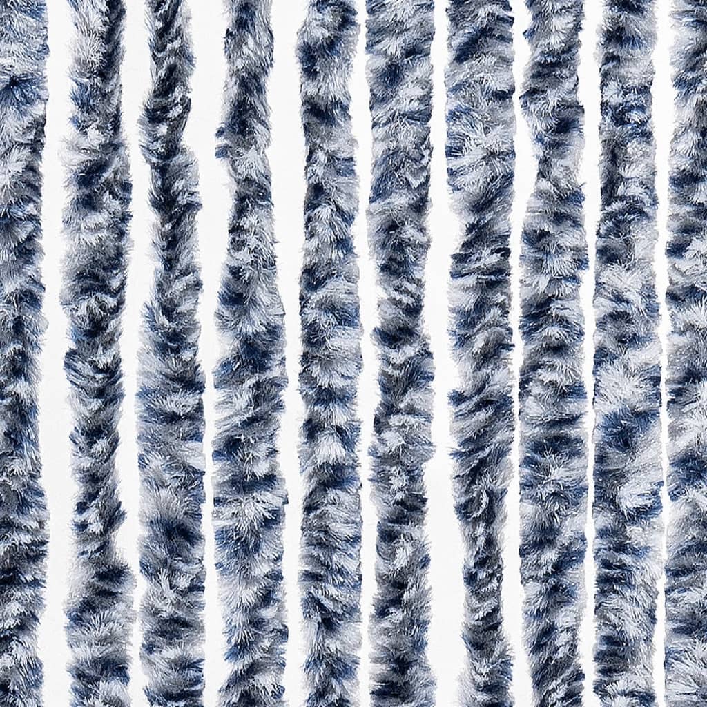 Insect Curtain Blue, White and Silver 100x220 cm Chenille