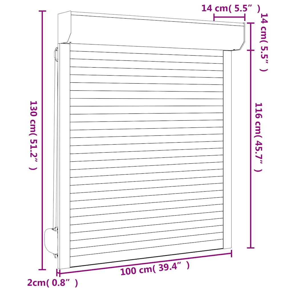 Roller Shutter Aluminium 100x130 cm White
