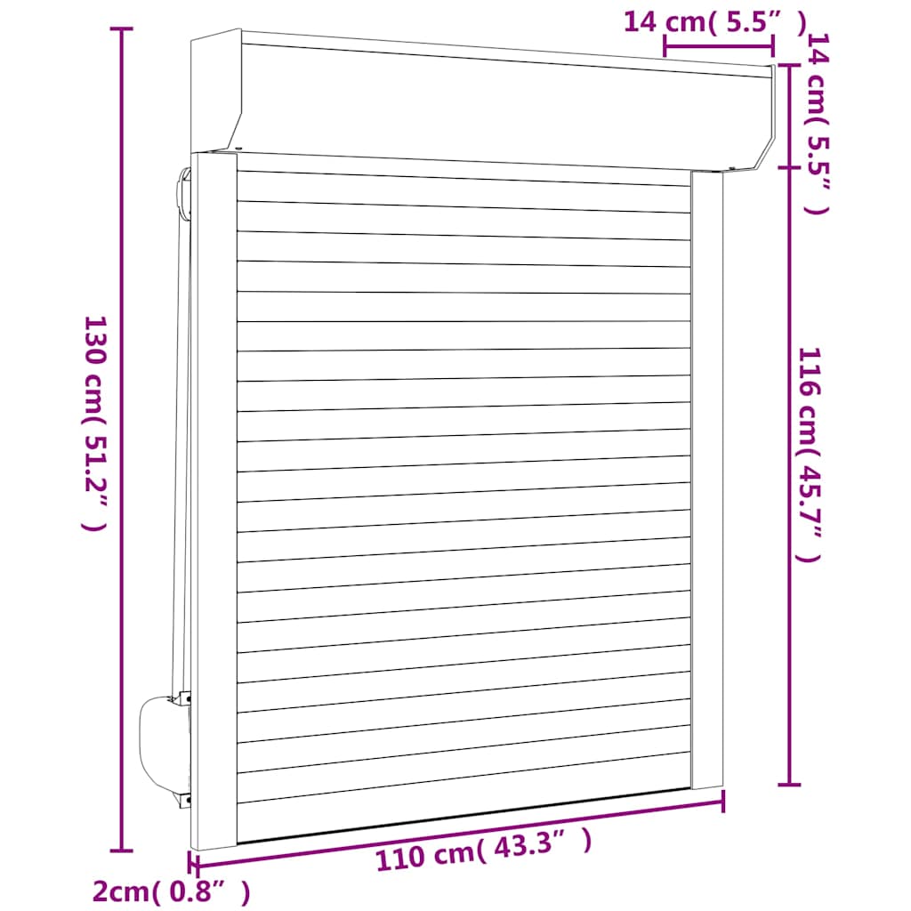 Roller Shutter Aluminium 110x130 cm Anthracite