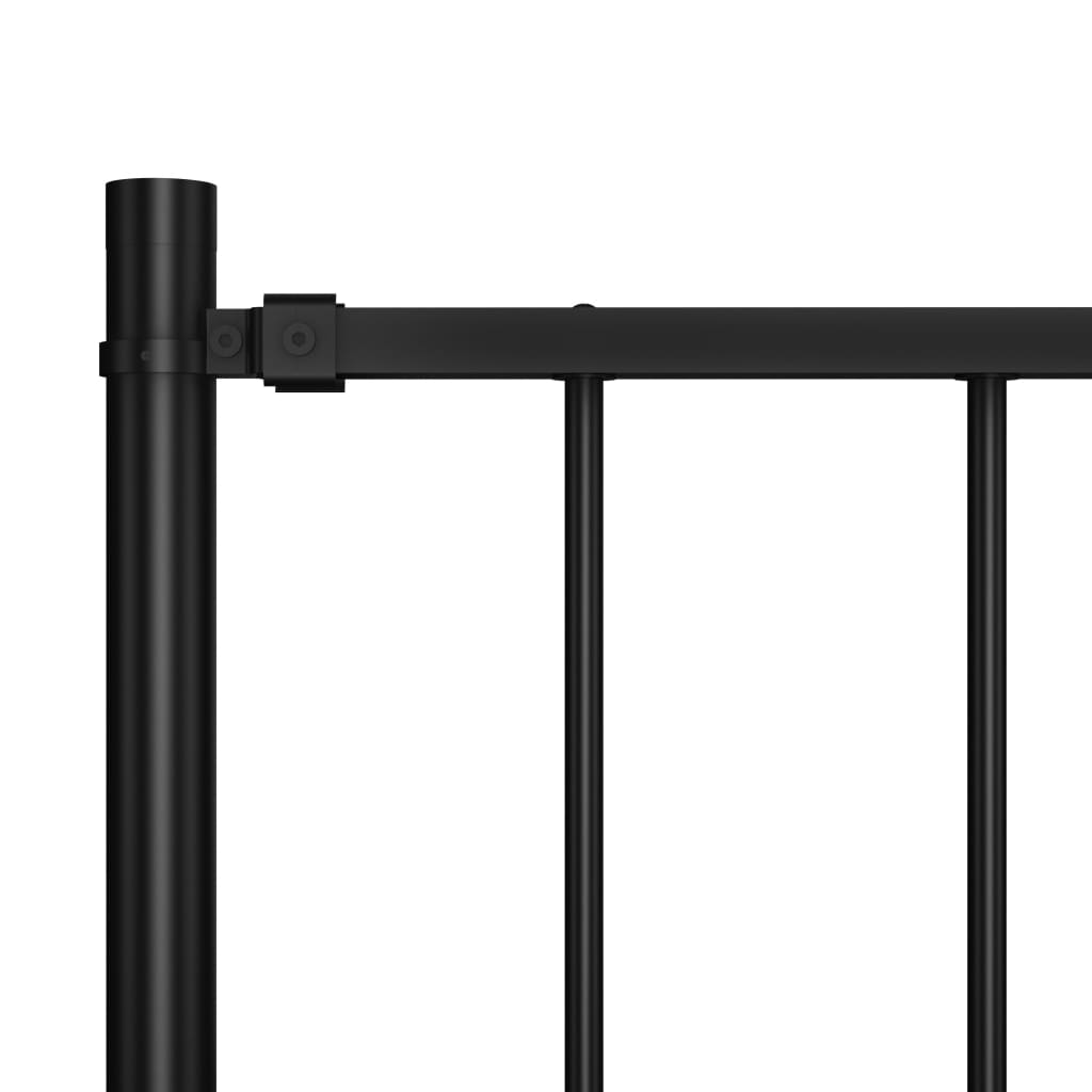 Fence Panel with Posts Powder-coated Steel 1.81x1 m Black