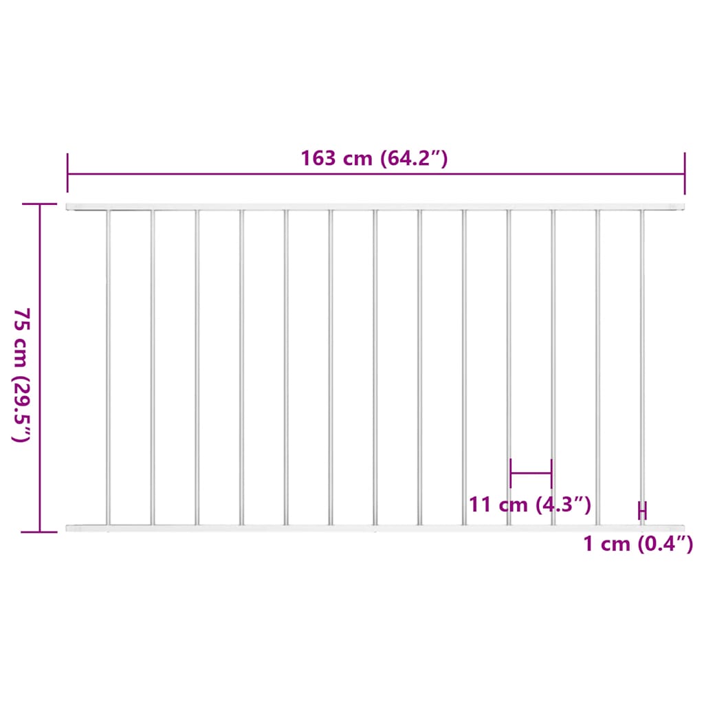 Fence Panel Powder-coated Steel 1.63x0.75 m White