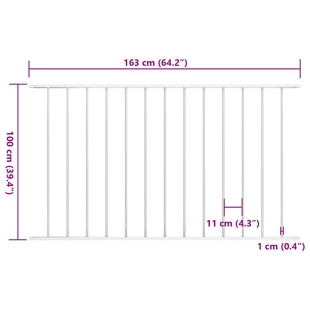 Fence Panel Powder-coated Steel 1.7x1 m White