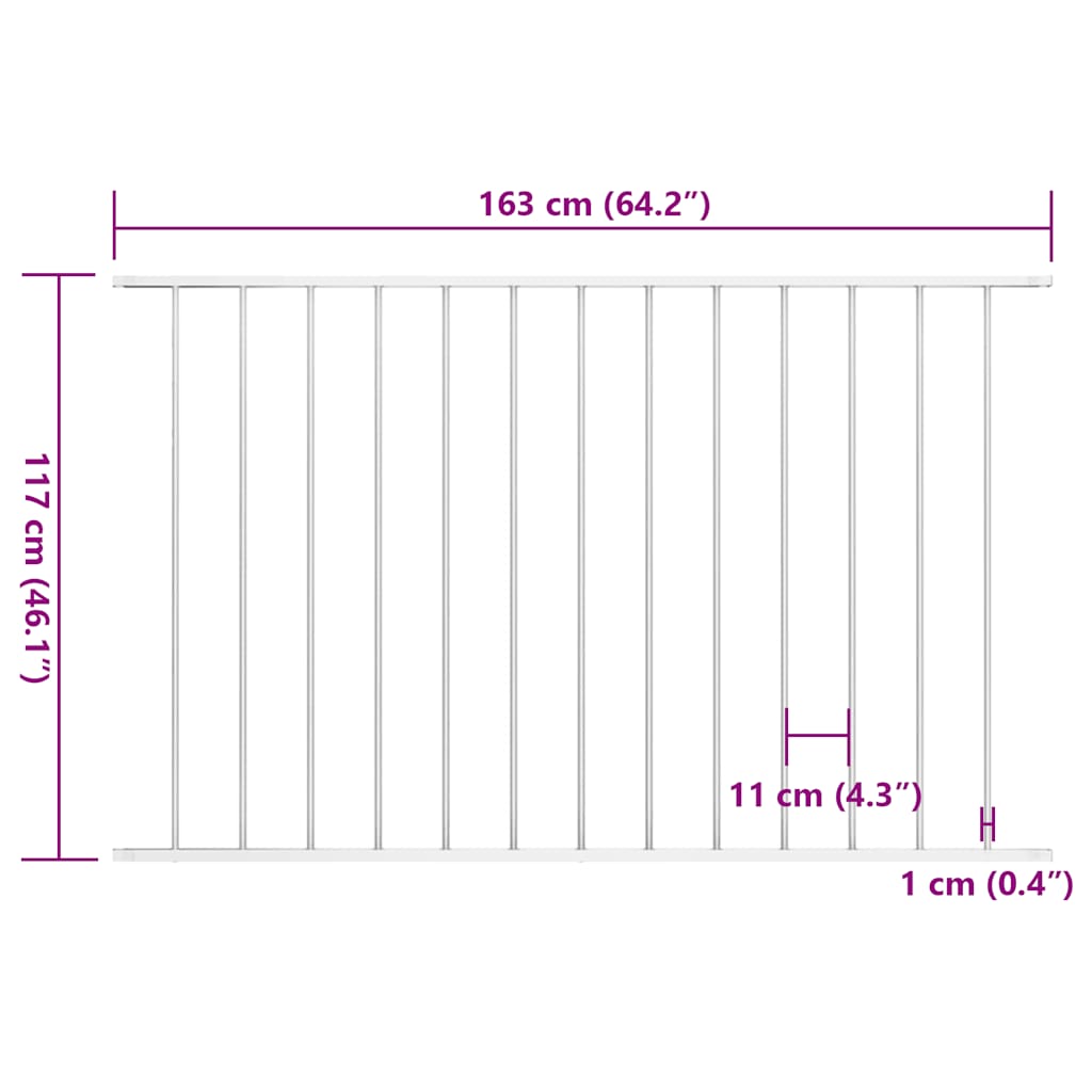 Fence Panel Powder-coated Steel 1.63x1.25 m White