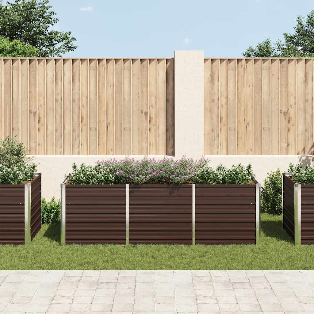 Garden Raised Bed Brown 240x80x77 cm Galvanised Steel