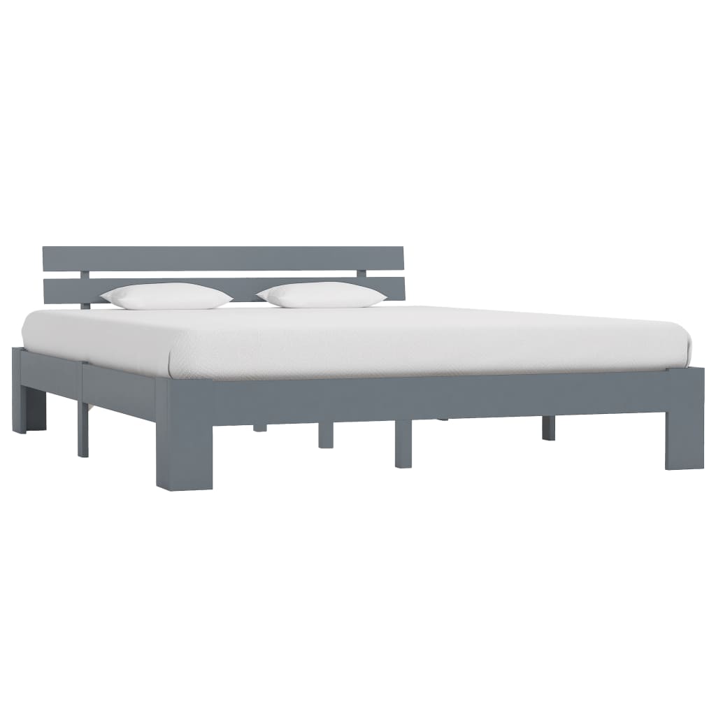 Bed Frame without Mattress Grey 160x200cm Solid Wood Pine