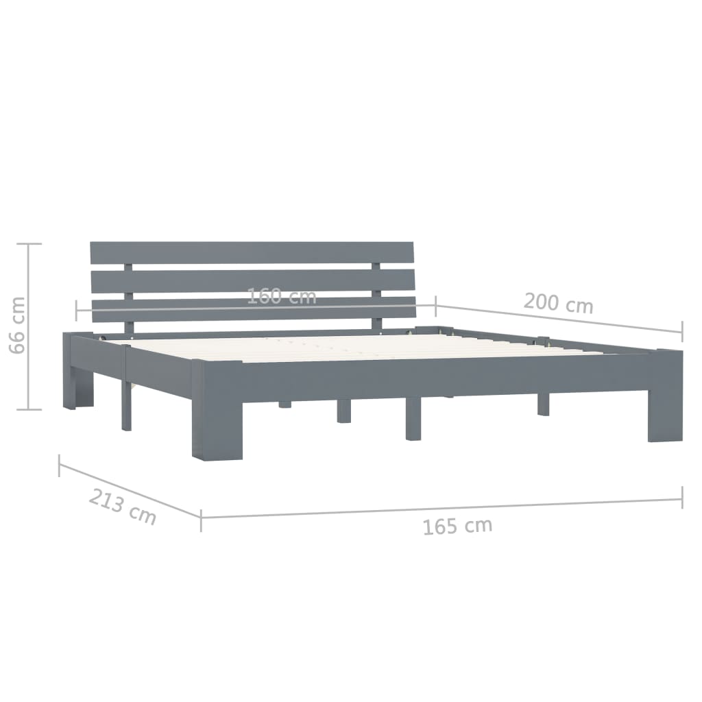 Bed Frame without Mattress Grey 160x200cm Solid Wood Pine