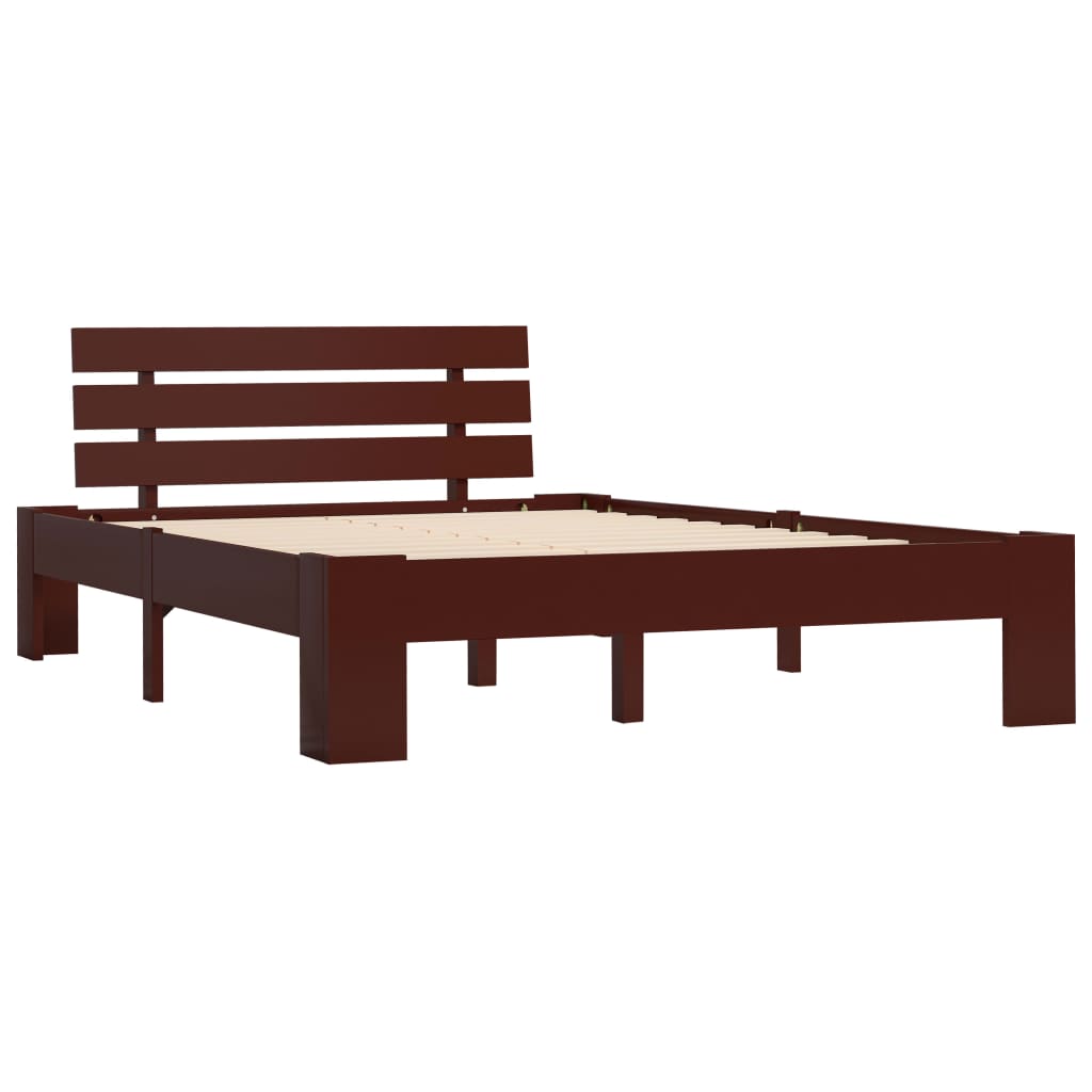 Bed Frame without Mattress Dark Brown Solid Pine Wood 120x200 cm