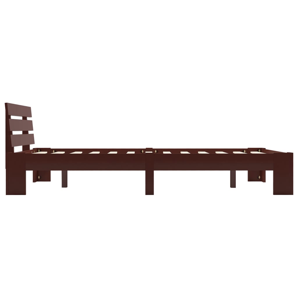 Bed Frame without Mattress Dark Brown Solid Pine Wood 120x200 cm