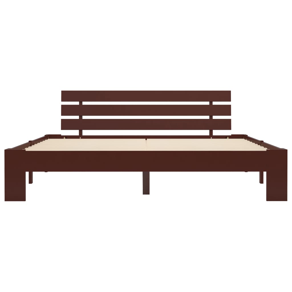 Bed Frame without Mattress Dark Brown Solid Pine Wood 160x200 cm