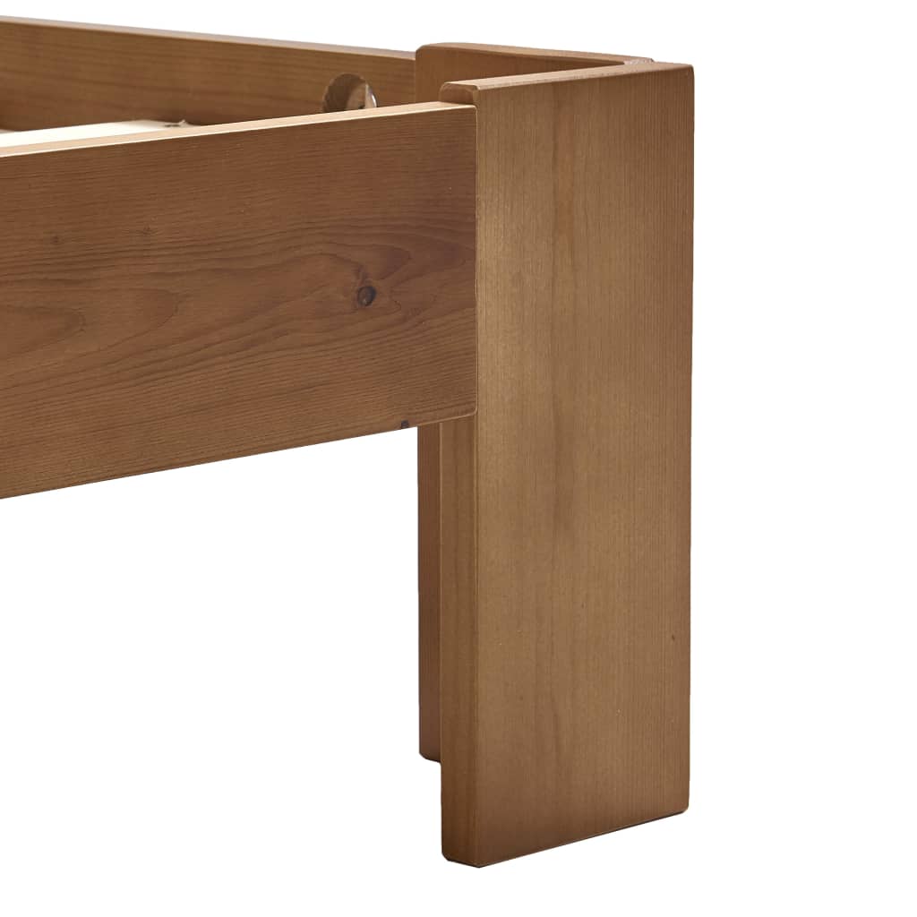 Bed Frame without Mattress Honey Brown Solid Pine Wood 90x200 cm