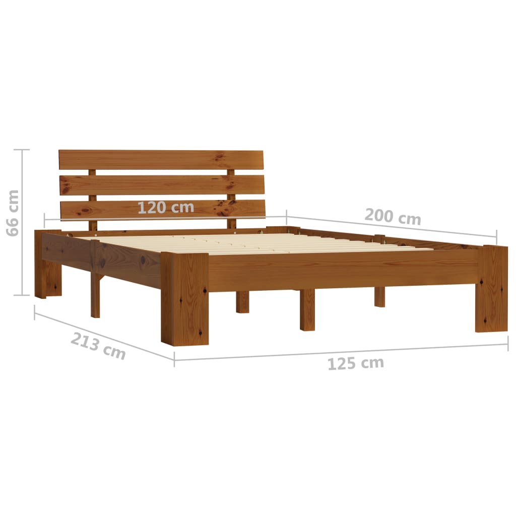 Bed Frame without Mattress Honey Brown 120x200cm Solid Wood Pine