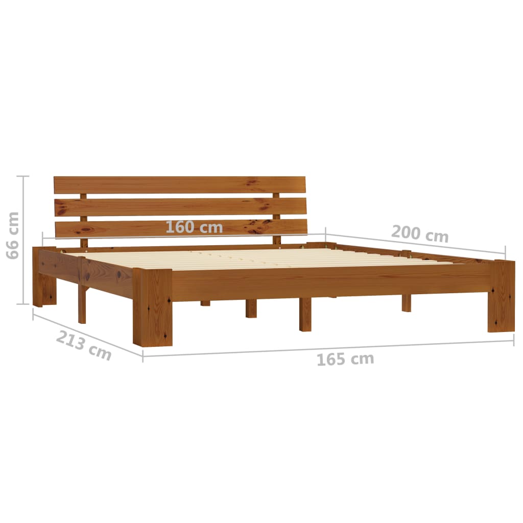 Bed Frame without Mattress Honey Brown 160x200cm Solid Wood Pine