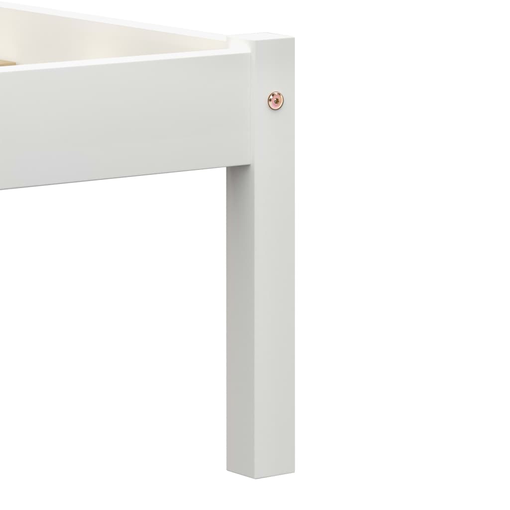 Bed Frame without Mattress White Solid Pine Wood 90x200 cm