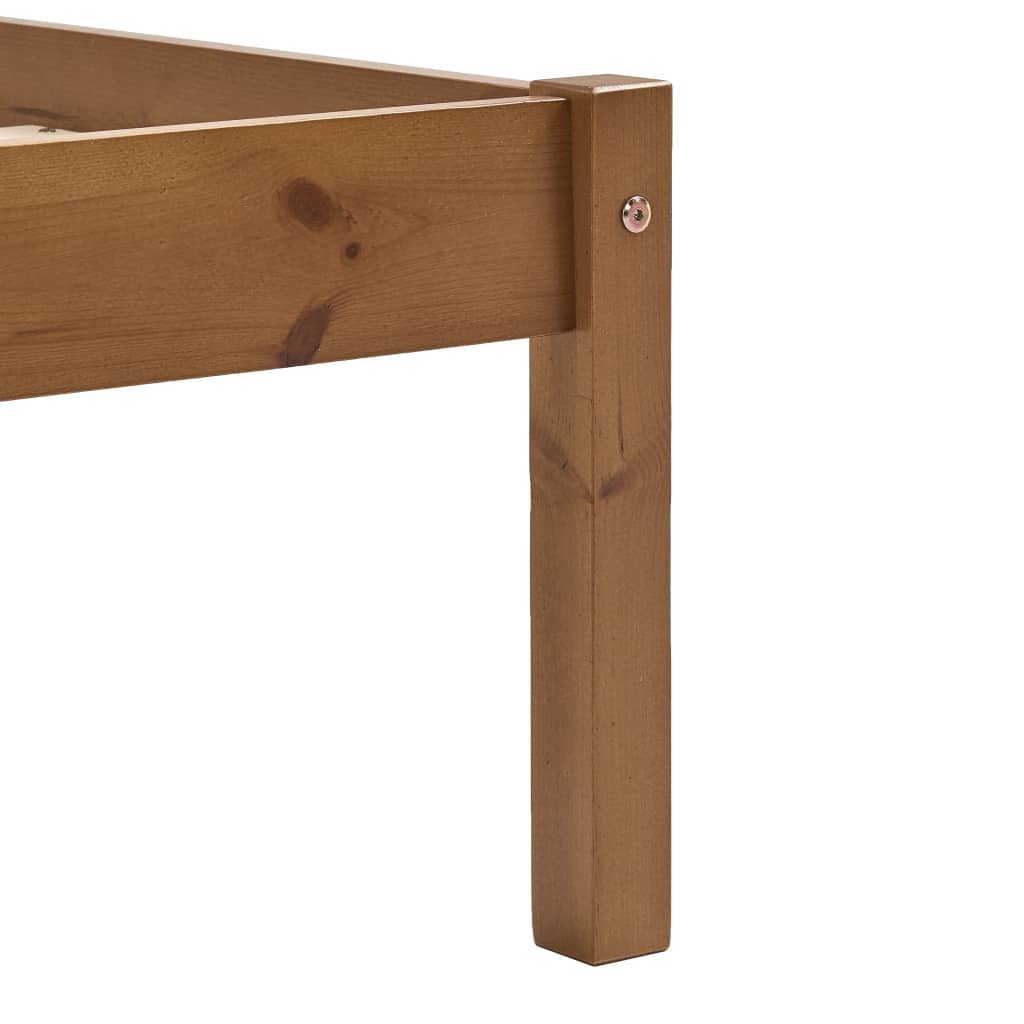 Bed Frame without Mattress Honey Brown Solid Pine Wood 90x200 cm