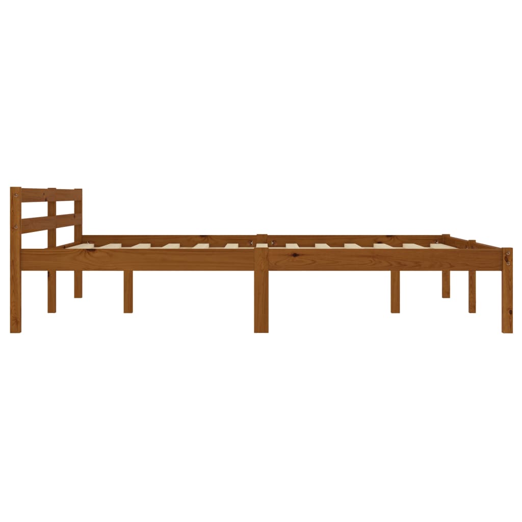 Bed Frame without Mattress Honey Brown Solid Pine Wood 180x200cm