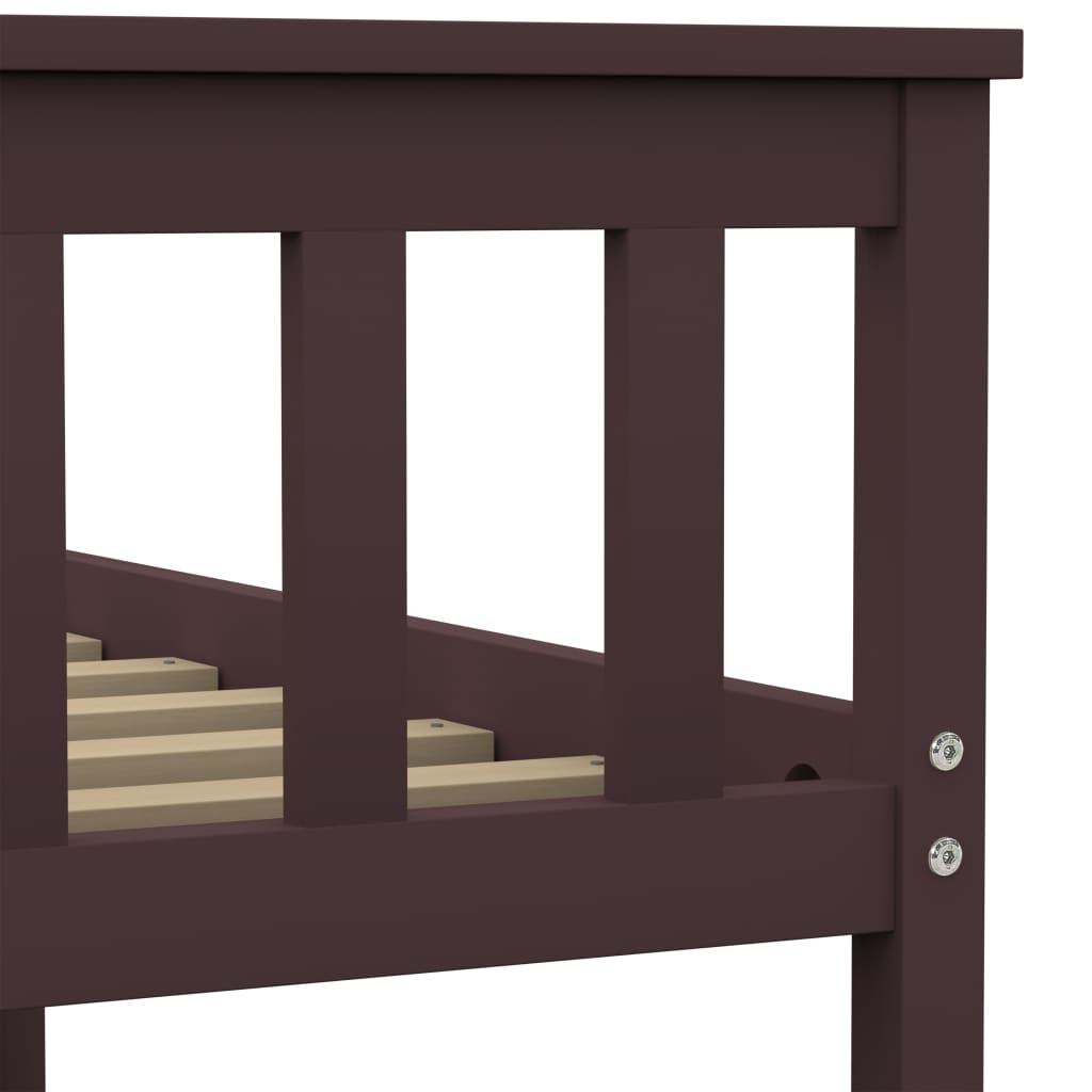 Bed Frame without Mattress Dark Brown Solid Pinewood 120x200 cm